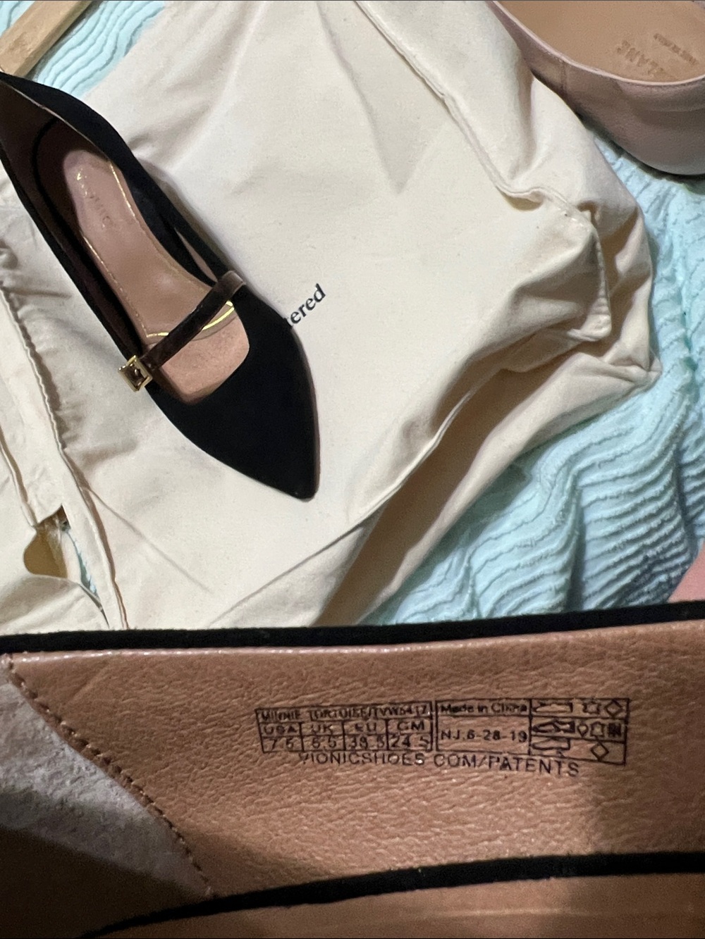 Vionic Black Pointed-Toe Mary Jane Pumps with Tortoiseshell Strap - Picture 2 of 6
